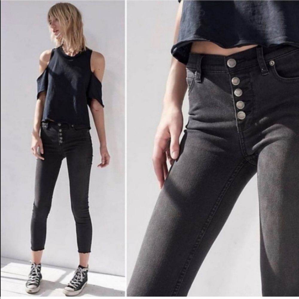 Free People Reagan Button Fly Frayed Jeans